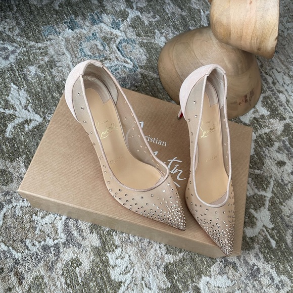 Christian Louboutin Beige Studded Heels - Picture 2 of 8